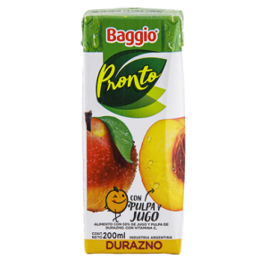 jugo baggio junior durazno 200cc (pack x 18u)