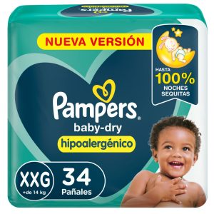pañales pampers babydry talle xxg (pack x 34u) (caja x 6u)