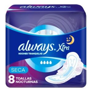 toallitas always xtra triple protección nocturna seca con alas (pack x 8u) (caja x 24u)