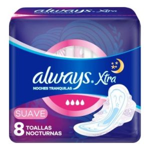 toallitas always xtra triple protección nocturna suave con alas (pack x 8u) (caja x 24u)