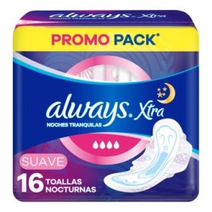 toallitas always xtra triple protección nocturna suave con alas (pack x 16u) (caja x 24u)