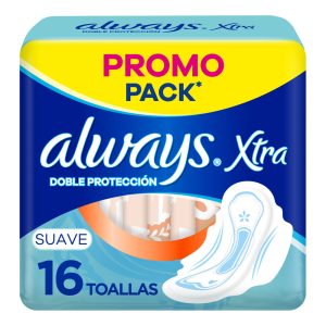 toallitas always xtra doble protección suave con alas (pack x 16u) (caja x 24u)