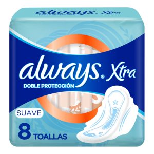 toallitas always xtra doble protección suave con alas (pack x 8u) (caja x 24u)