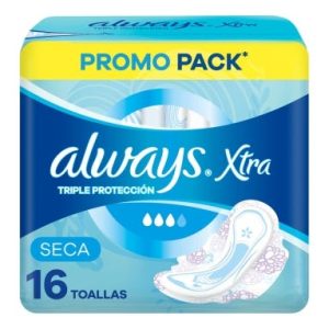toallitas always xtra triple protección día seca con alas (pack x 16u) (caja x 24u)