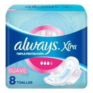 toallitas always xtra triple protección día suave con alas (pack x 8u) (caja x 24u)