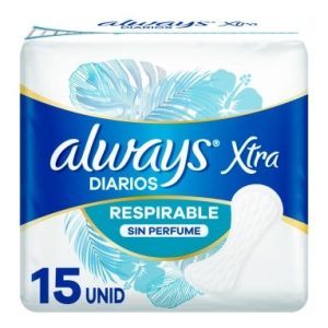 protectores diarios always xtra respirables sin perfume (pack x 15u) (caja x 24u)