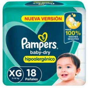 pañales pampers babydry talle xg (pack x 18u) (caja x 6u)