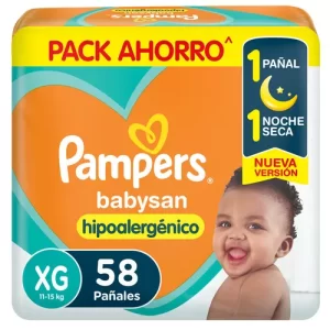 pañales pampers babysan talle xg (pack x 8u) (caja x 6u)