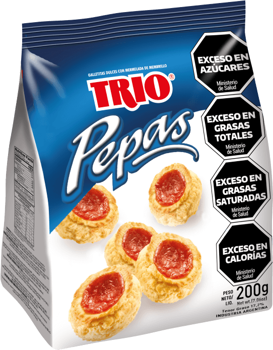 galletitas trio 320g pepas (membrillo) (caja x 20u)