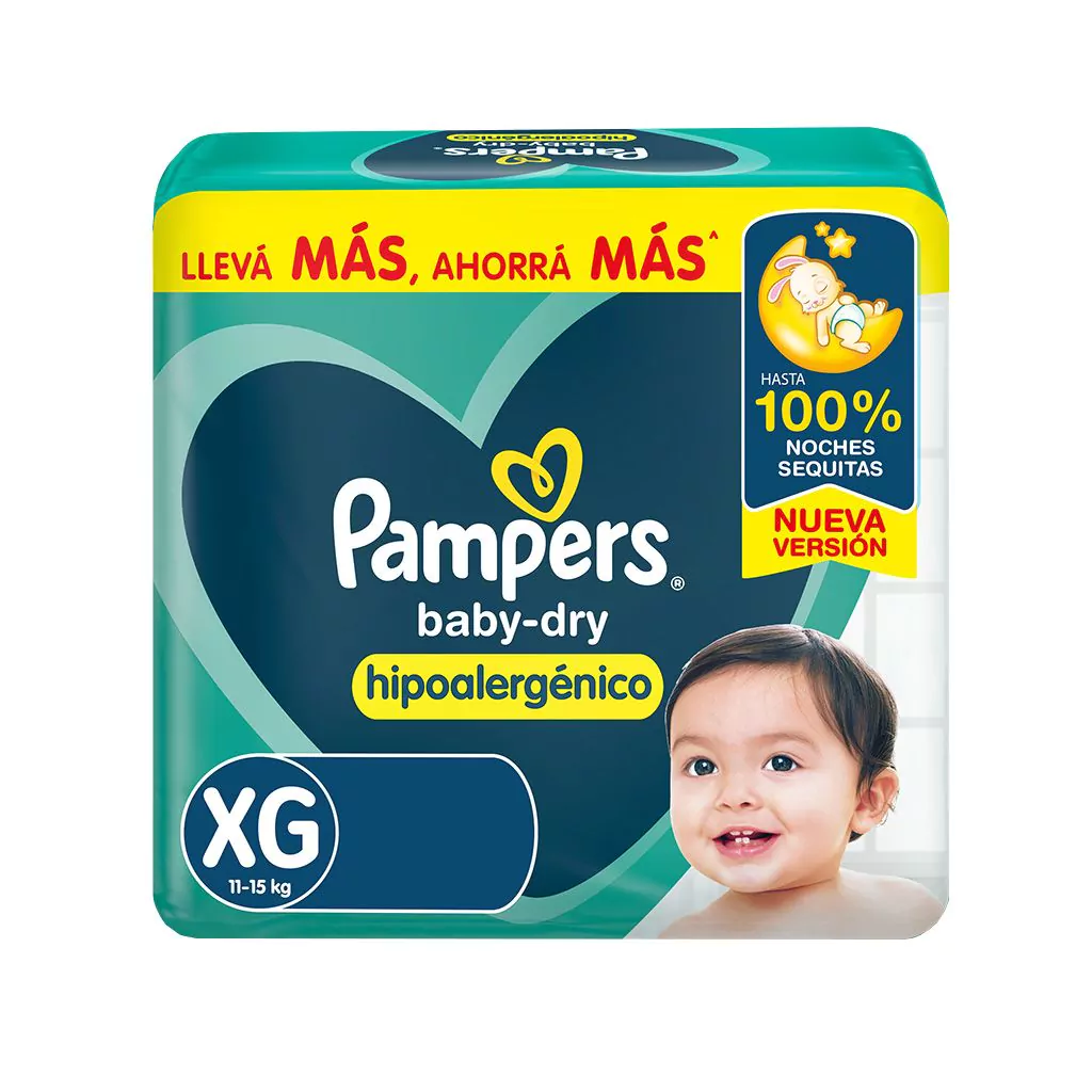 pañales pampers babydry talle xg (pack x 36u) (caja x 6u)