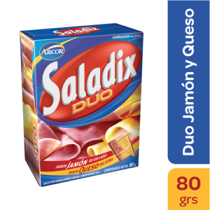 snacks saladix duo jamón y queso 80g (caja x 24u)