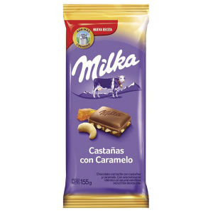 chocolate milka castañas con caramelo 155gr x12u