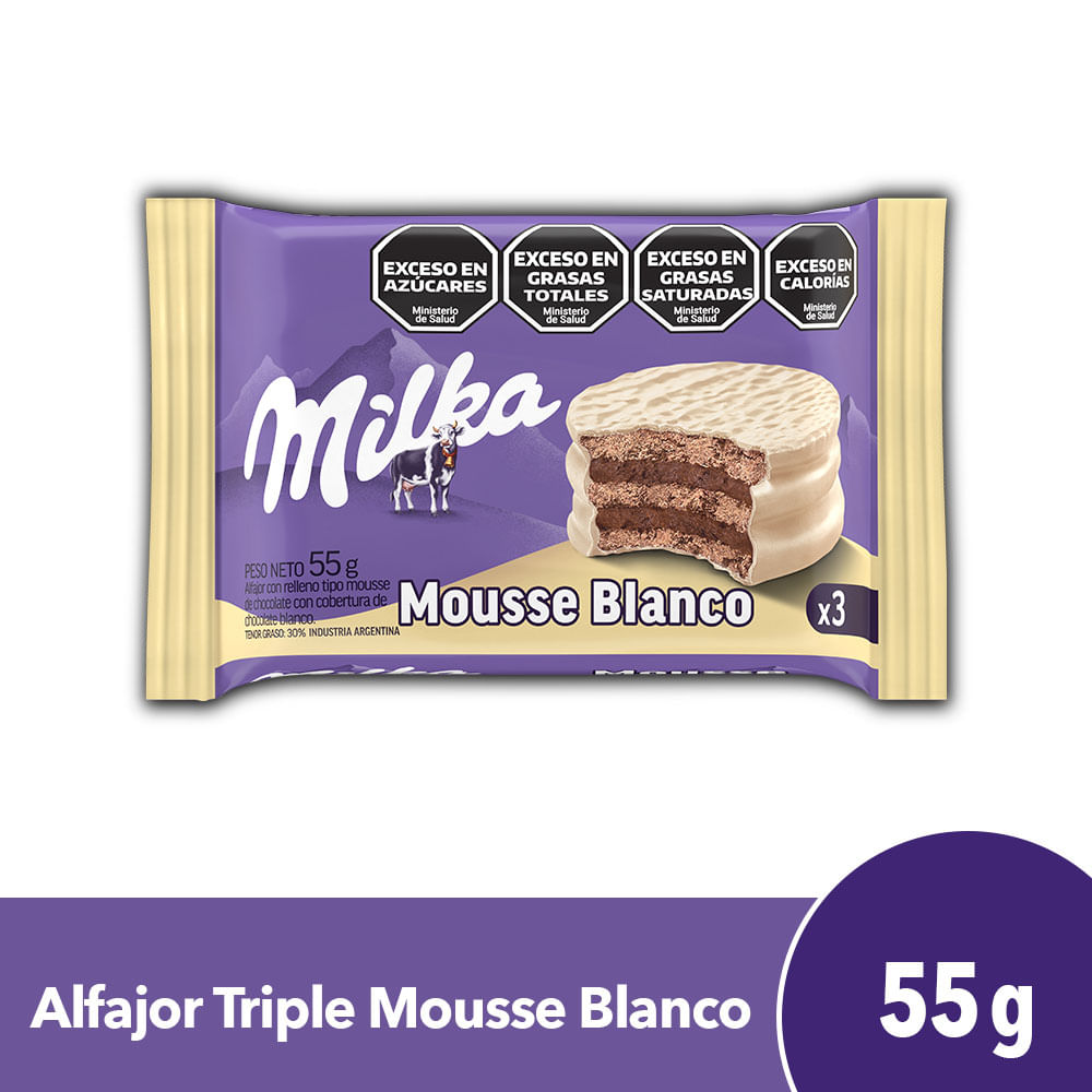 alfajor milka triple mousse blanco x 36u alfajor milka triple mousse blanco x 36u