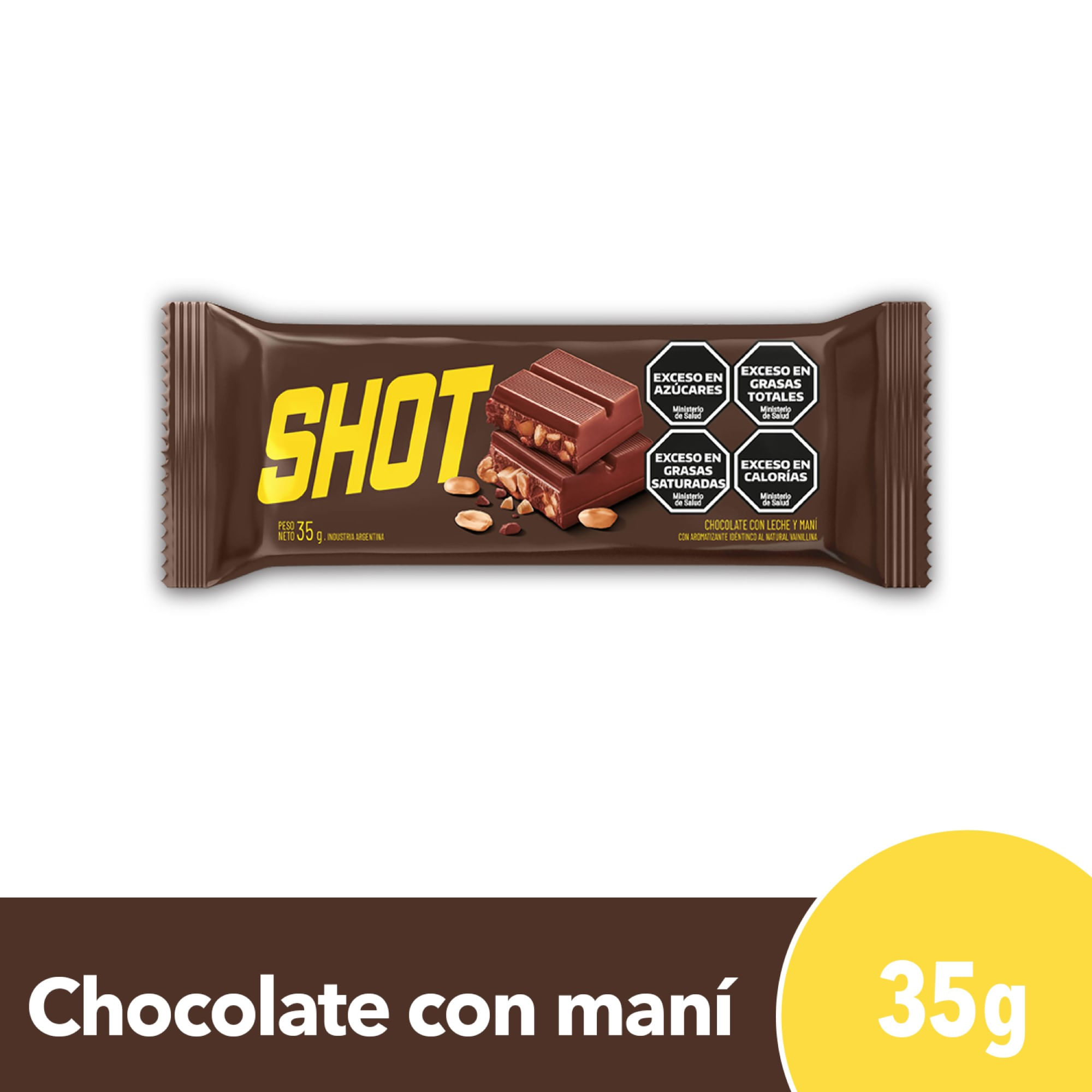 chocolate shot con maní 35gr. x 25u x 25 chocolate shot con maní 35gr. x 25u x 25