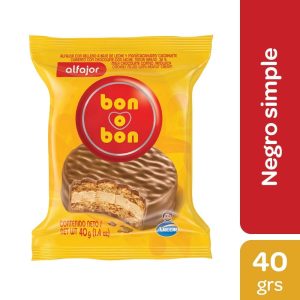 alfajor bon o bon simple negro 40gr x40u