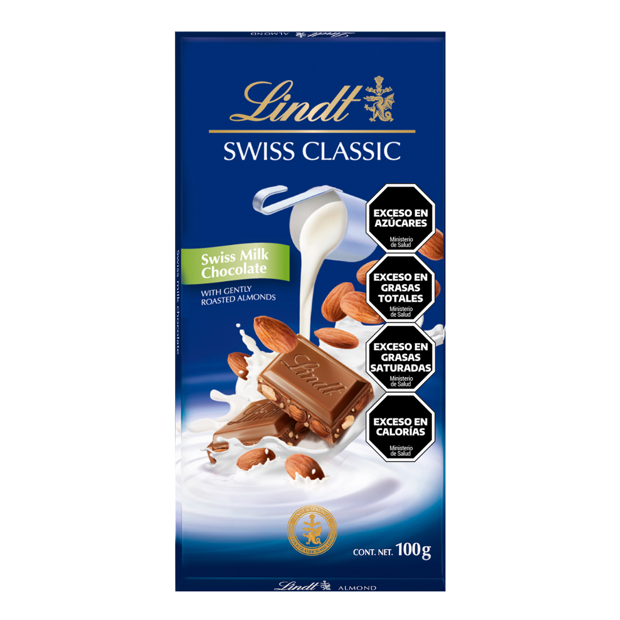 chocolate lindt swiss milk almond 100g con almendras x12u chocolate lindt swiss milk almond 100g con almendras x12u