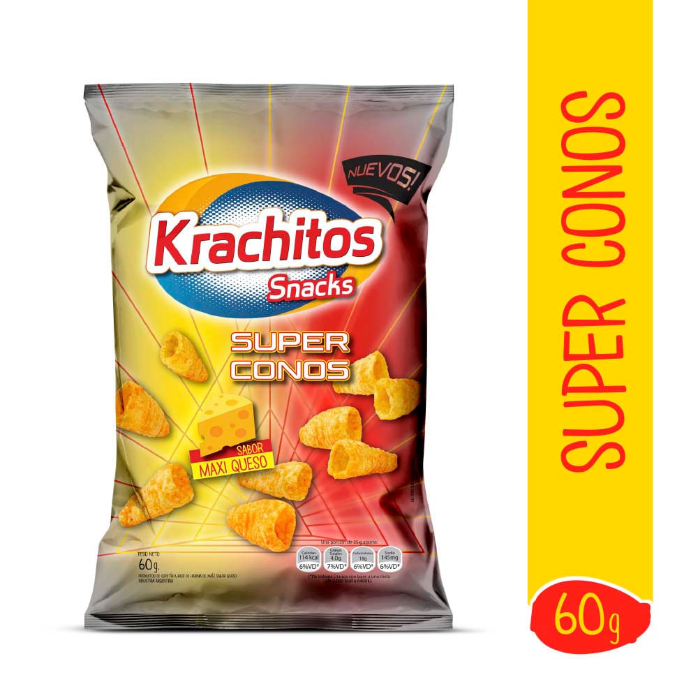 krachitos super conos queso 45g snack de maíz krachitos super conos queso 45g snack de maíz