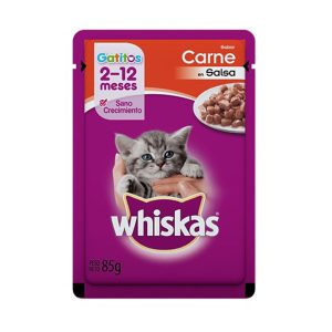 alimento gatitos whiskas carne pouch 12u