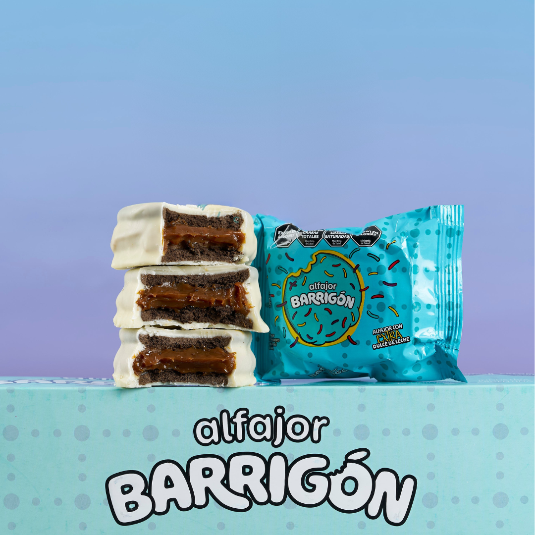 alfajor barrigón chocolate blanco con dulce de leche 70g alfajor barrigón chocolate blanco con dulce de leche 70g