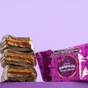 alfajor el barrigón mega negro 100g chocolate y dulce de leche