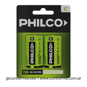 pilas philco alcalinas c (mediana) (blister x 2u)
